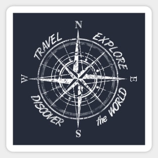 Travel explore dicover the world white compass Sticker